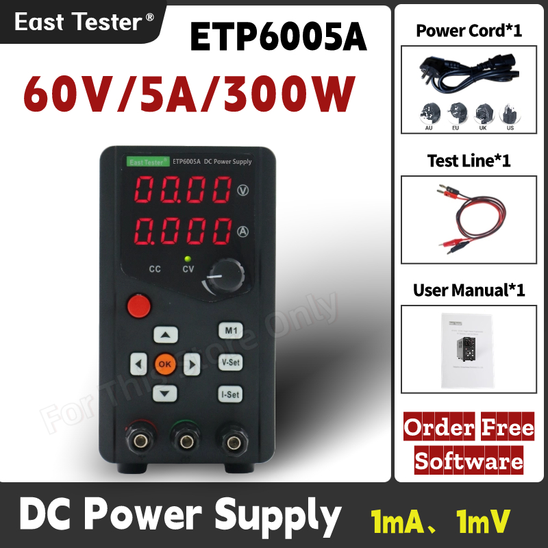 Programmable Dc Power Supply 60V 5A - ETP6005A-Alimentation régulée à canal unique, ETP6005A,
